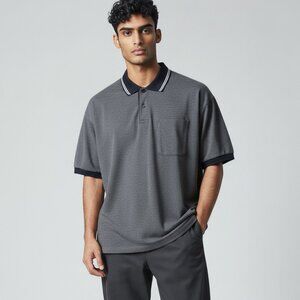 Vintage Men's Par Four Blue and White Polo Golf Shirt Large